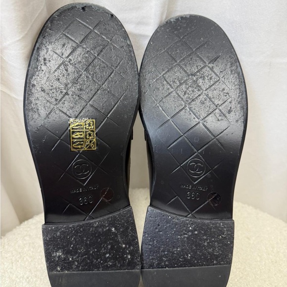 CHANEL INTERLOCKING CC LOGO LAMBSKIN LOAFERS SZ 36 - Picture 7 of 10